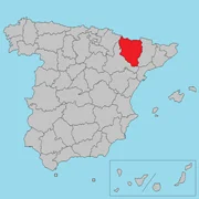 Mapa de ubicación de la provincia de Huesca en España